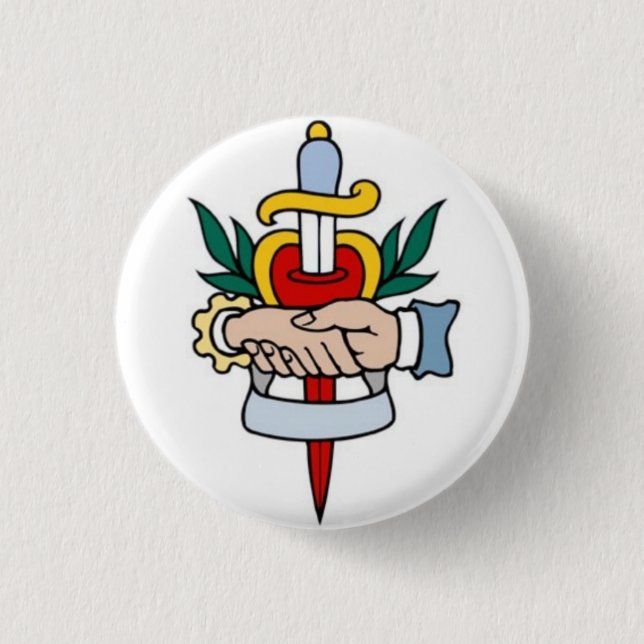 Segeltätowierung - Handschlag & Dolch - Knopf Button (Vorderseite)