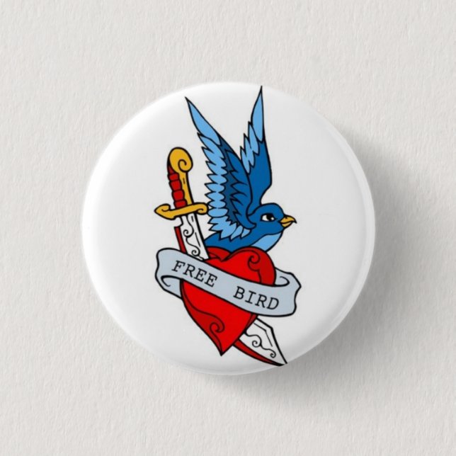 Segeltattoo - Freier Vogel - Knopf Button (Vorderseite)