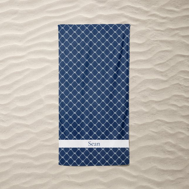 Segeltaue Marine Blau Strandtuch (Fishing Nets Beach Towel)