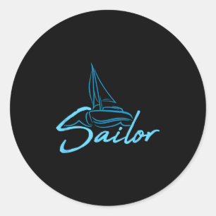 Segeltext-Logo-Segel-Crew-Spaß-Schiff-Boot-Symbol Runder Aufkleber