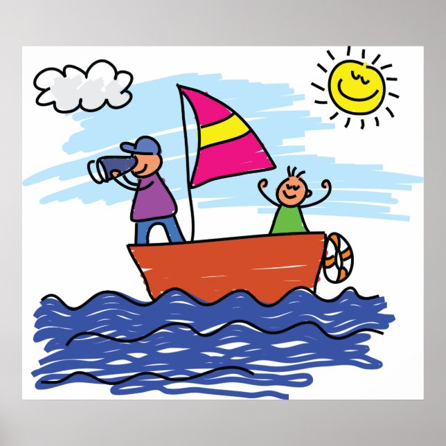 Segeltrip Illustration Segelboot Poster (Vorne)