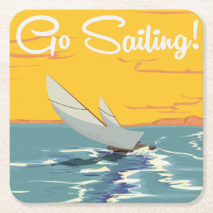 Segelurlaub Poster Rechteckiger Pappuntersetzer