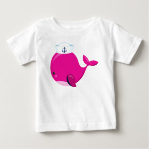 Segelwal, kleiner Wal, Niedlicher Wal, rosa Wal Baby T-shirt