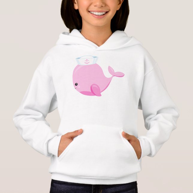 Segelwal, Niedlicher Wal, kleiner Wal, rosa Wal Hoodie (Vorderseite)