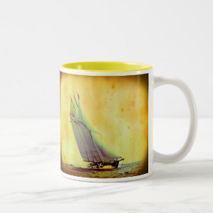 Segelyacht Keramik-Tasse Zweifarbige Tasse