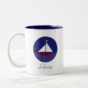 Segelyacht & Liberty Calligraphy Zweifarbige Tasse