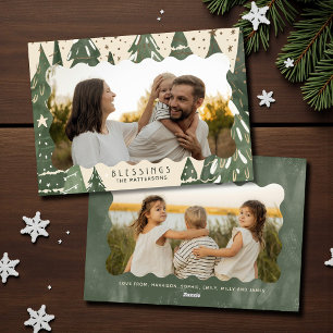 Segen 2 Foto Familie Weihnachtsbäume Feiertagskarte