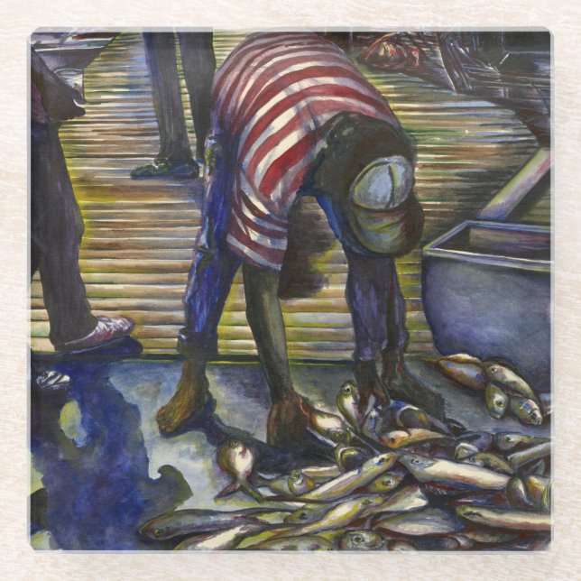 Segen am Samstag, Harbour Island, Bahamas Glasuntersetzer (Vorderseite)