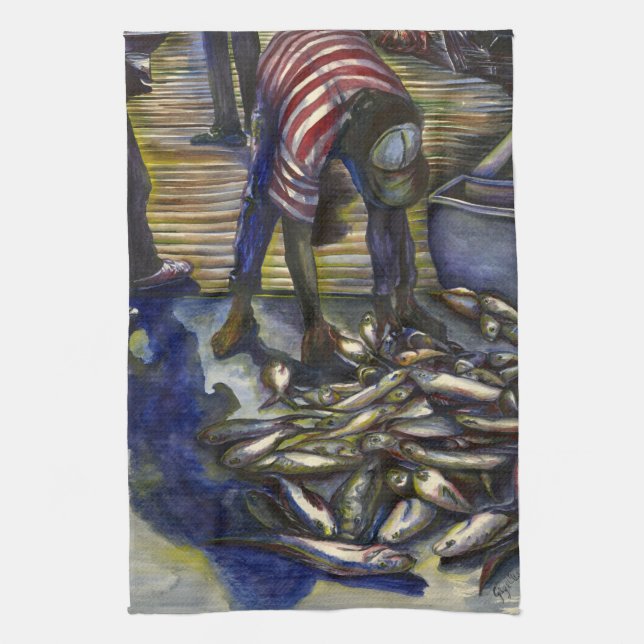 Segen am Samstag, Harbour Island Geschirrtuch (Vertikal)