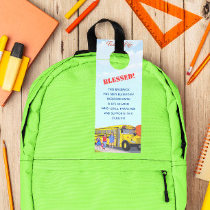 Segen der Backpacks Schule Bus Church Tag Türanhänger