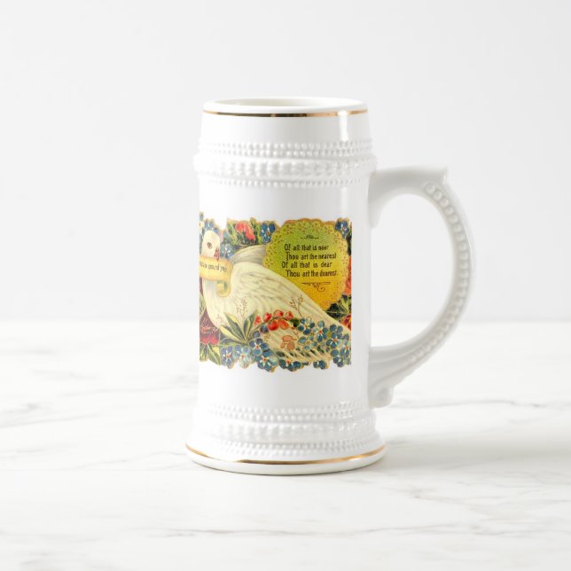 Segen eines Taube ~ auf weißem Stein Bierglas (Rechts)