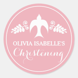 Segen für Baby-Taufeinladung Runder Aufkleber