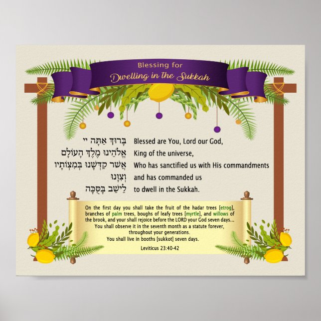 Segen für das Wohnen in der Sukka für Sukkot Poster (Vorne)