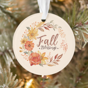 Segen im Herbst - Herbstleaves und Blumenkranz Ornament