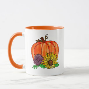 Segen im Herbst, Sonnenblumen, Mums und Kürbis Tasse