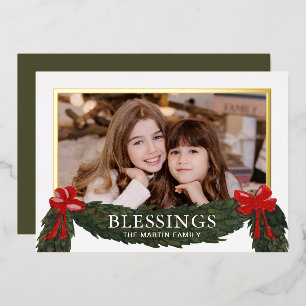 Segen Religiöses Weihnachtsgebäck Grün Foto Folien Feiertagskarte