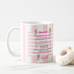 Segen Rosa & Weiß gestreifter Becher Kaffeetasse