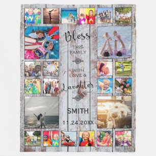 Segen Sie diese Familie mit Liebe 24 FotoCollage Fleecedecke