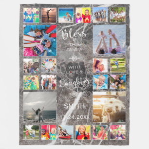 Segen Sie diese Familie mit Liebe 24 FotoCollage Fleecedecke