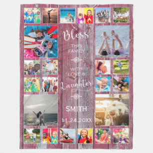 Segen Sie diese Familie mit Liebe 24 FotoCollage Fleecedecke