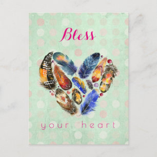 Segen Sie Ihr Herz inspirierend mit Feather Heart Postkarte