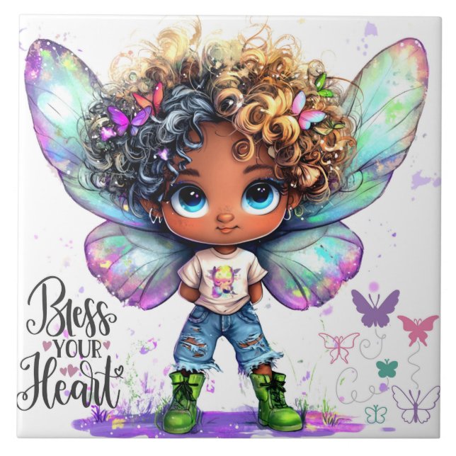 Segen Sie Ihr Herz Lil Fairy Keramik Tile Fliese (Vorderseite)