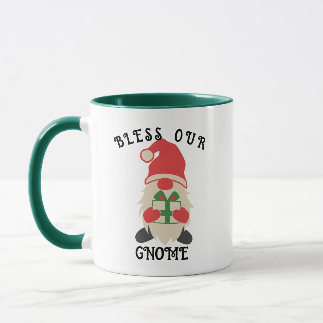 Segen Sie unsere Gnome Weihnachtsweihnachtszeit -  Tasse (Links)