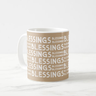 Segen typografischer Geschenke in Weiß und Beige Kaffeetasse
