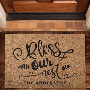 Segen unsere Nest Personalisierten Imitate Burlap Fußmatte