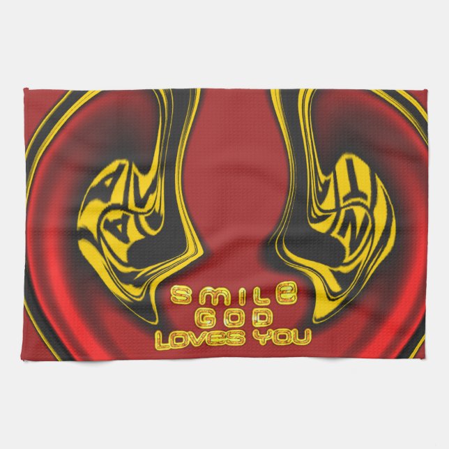 Segen von oben: Gottes Liebe spiritueller Gruß Geschirrtuch (Horizontal)