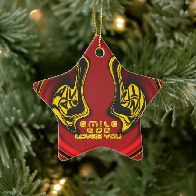 Segen von oben: Gottes Liebe spiritueller Gruß Keramik Ornament (Baum)