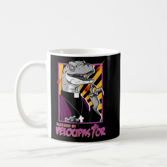 Segen von Velocipastor, Cooler Dinosaurier Pfarrer Kaffeetasse (Links)