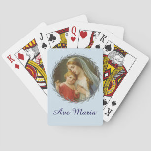 Segensreiche Jungfrau Maria mit Jesuskind-Kranz Spielkarten