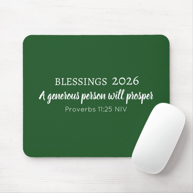 Segenswünsche 2026 Prosperity Bibelvers dunkelgrün Mousepad (Mit Mouse)