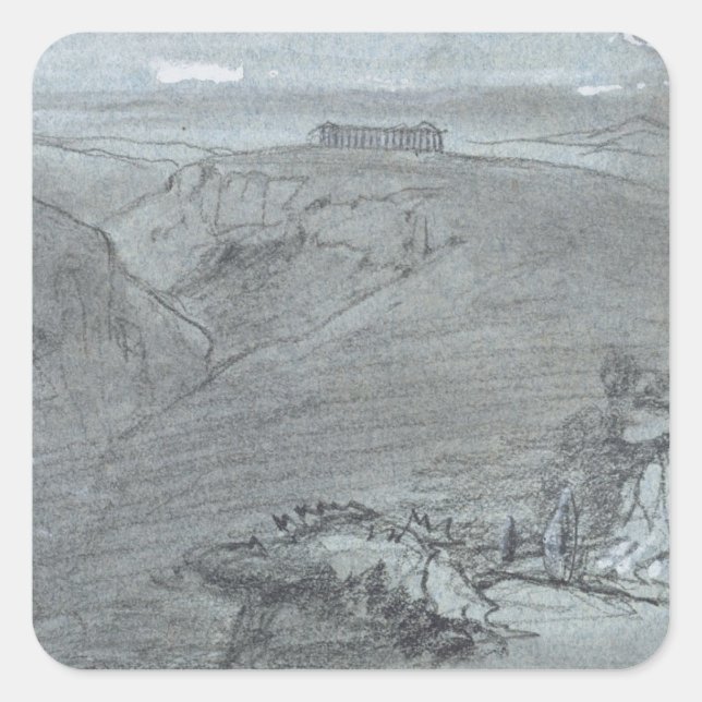 Segesta, from 'Views of Sicily' Quadratischer Aufkleber (Vorderseite)