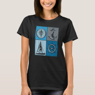 Segler Segelbootanker Kompass Ruder T-Shirt