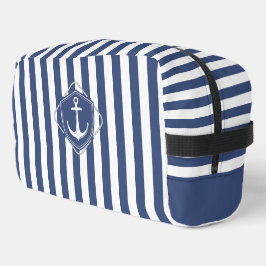 Seglerleben, Kobaltblauer Streifen & Anker Waschbeutel