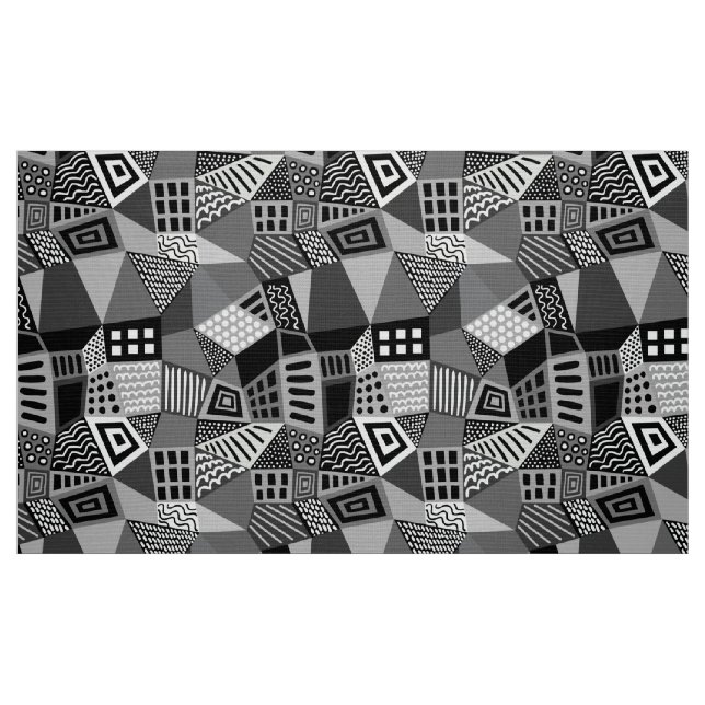 Segmentiert Abstrakt 070717 - Schwarz und Weiß Stoff (Fat Quarter (45,7 x 55,9 cm))