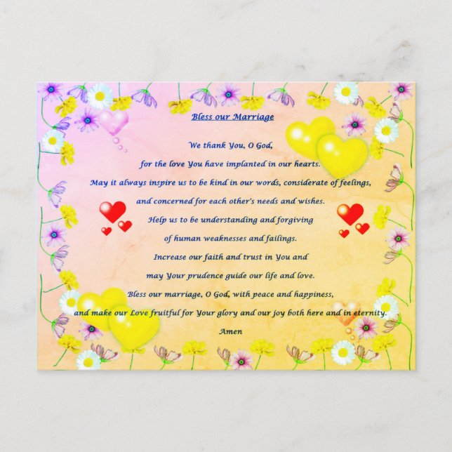 Segne unser Heiratsgebet Postkarte (Vorderseite)