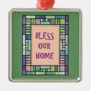 Segnen Sie unsere Zuhause-Verzierung Silbernes Ornament