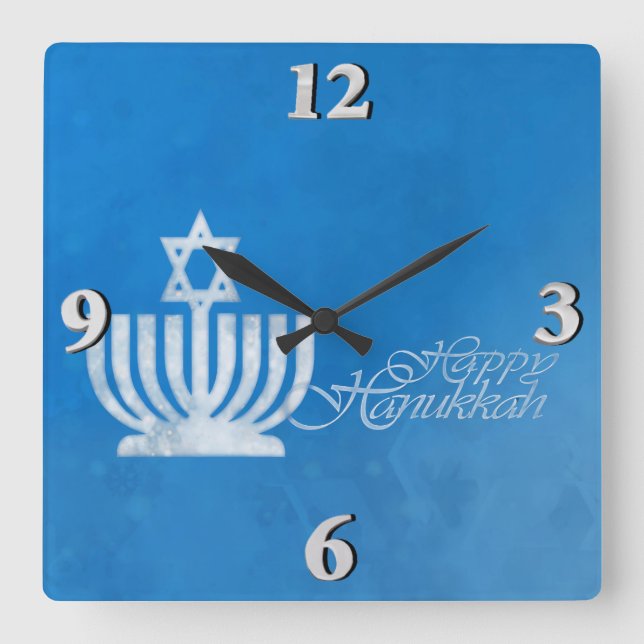 Segnungen der Menorah Quadratische Wanduhr (Vorderseite)
