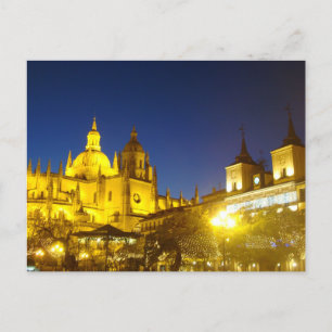 Segovia Kathedrale am Abend, Spanien Postkarte