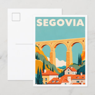 Segovia Spain Art Vintag Illustration Travel Postkarte
