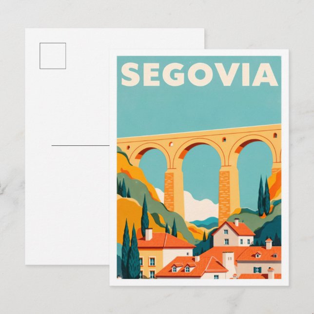 Segovia Spain Art Vintag Illustration Travel Postkarte (Vorne/Hinten)