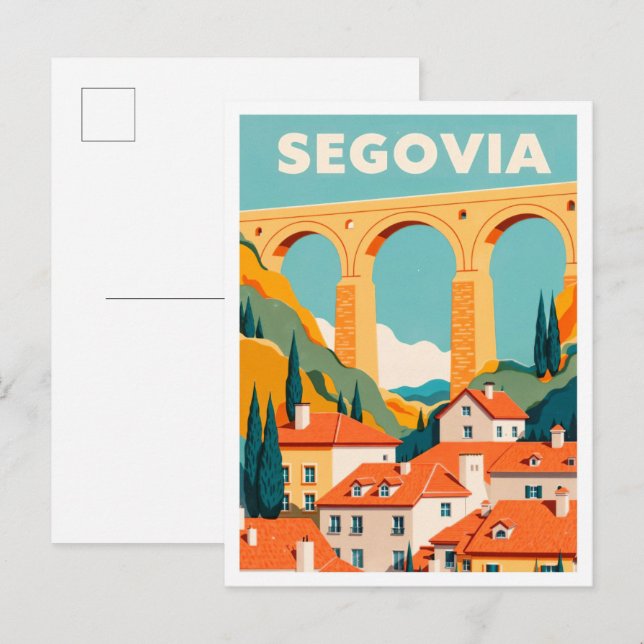 Segovia Spain Art vintage Travel Postkarte (Vorne/Hinten)