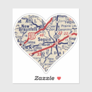 Seguin Texas Vintag Map Aufkleber