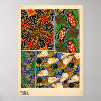 Seguy Art Noveau Vintage Insektenmuster Poster