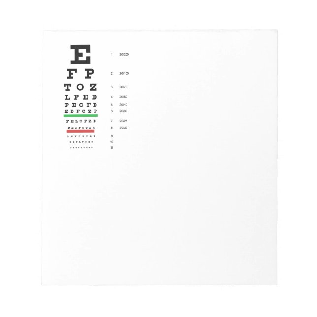 Sehdiagrammtest Notizblock (Vorderseite)