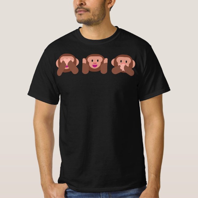 Sehen, hören & sprechen Kein böser Affe Emojis Fes T-Shirt (Vorderseite)