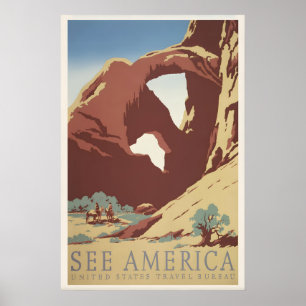 Sehen Sie America Arches Vintage-Reiseposter Custo Poster